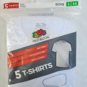 Fruit of the Loom 5 Pack T-Shirts Crew Neck White Boys Size Small 6-8